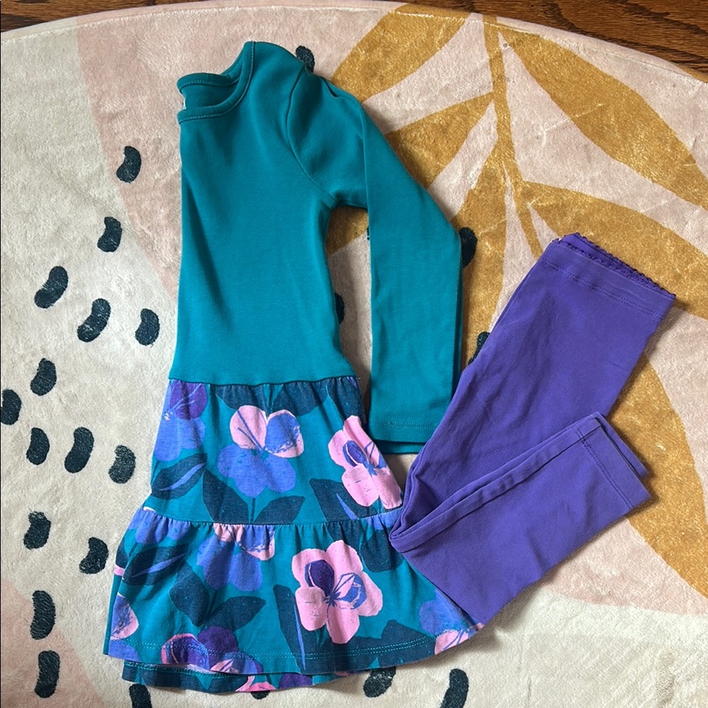 Tea Collection Teal and Violet Kids Outfit